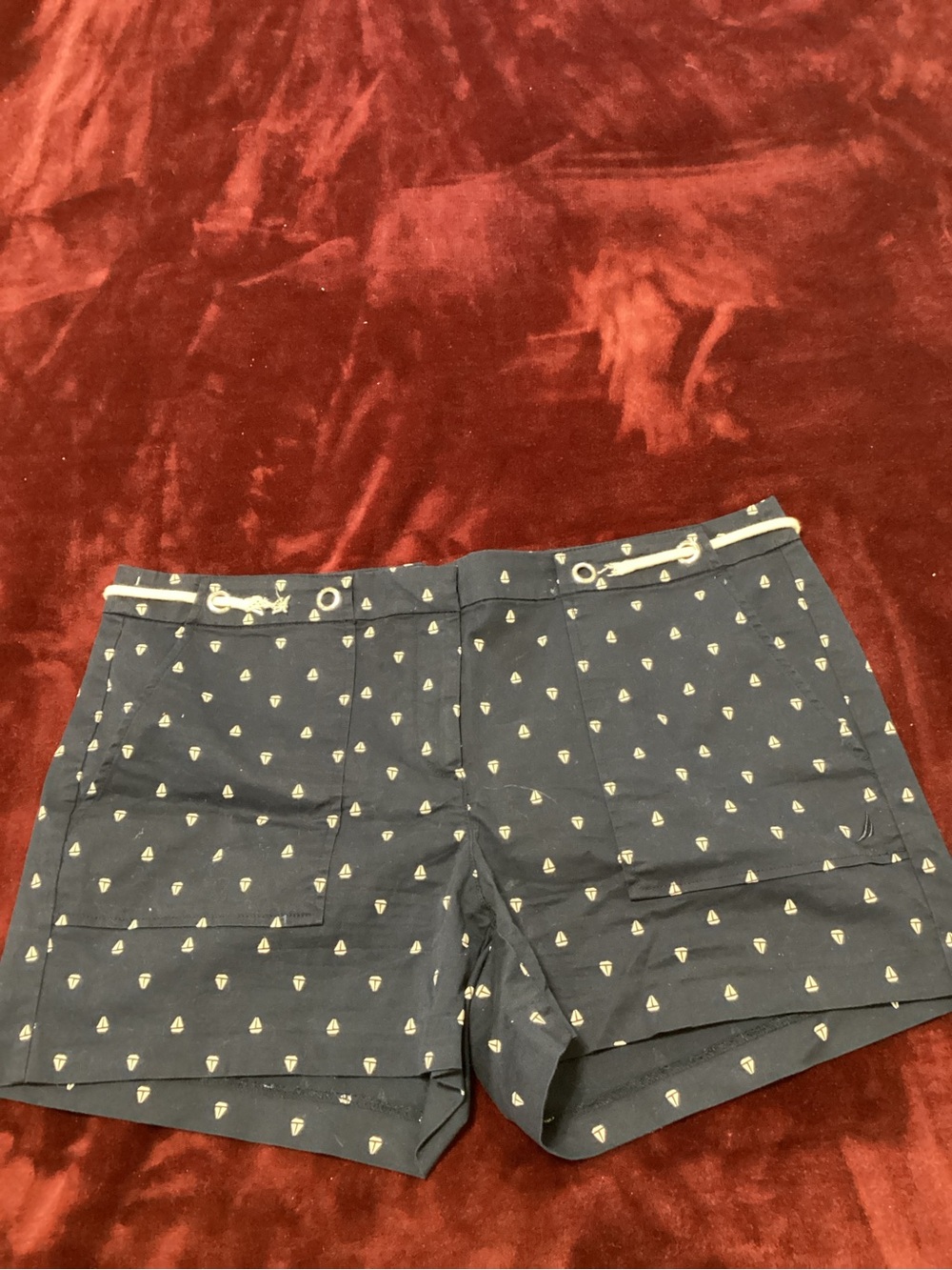 Nautica Navy Blue Printed Bermuda Shorts with White Trim